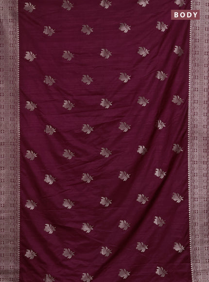 Semi soft silk saree deep maroon with zari woven buttas and zari woven border
