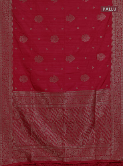 Semi soft silk saree pink with allover zari woven buttas and zari woven border