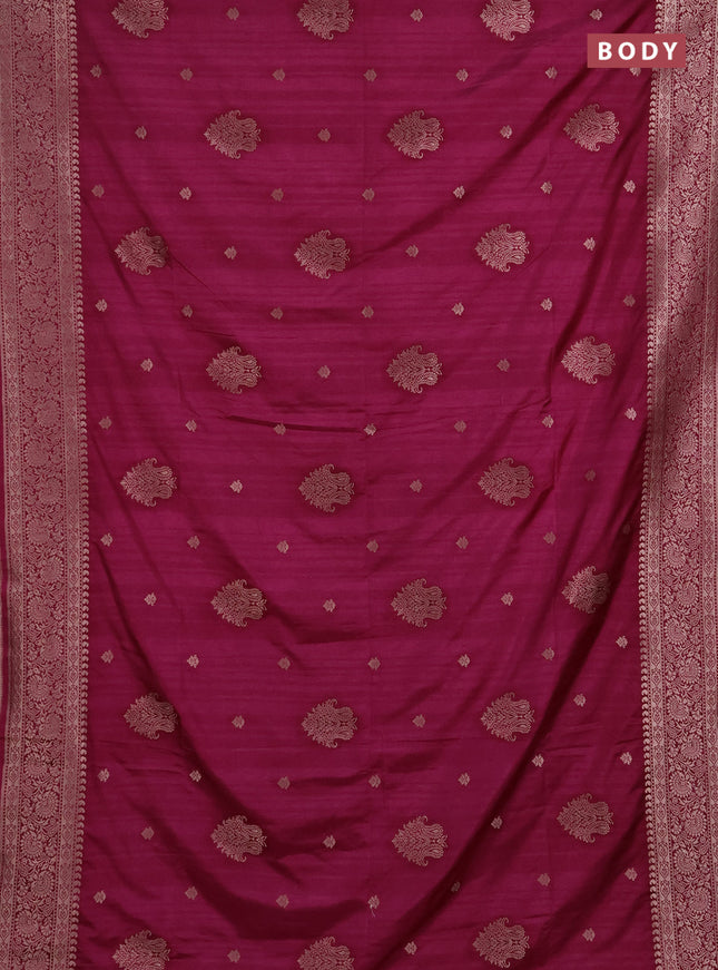 Semi soft silk saree dark magenta pink with allover zari woven buttas and zari woven border