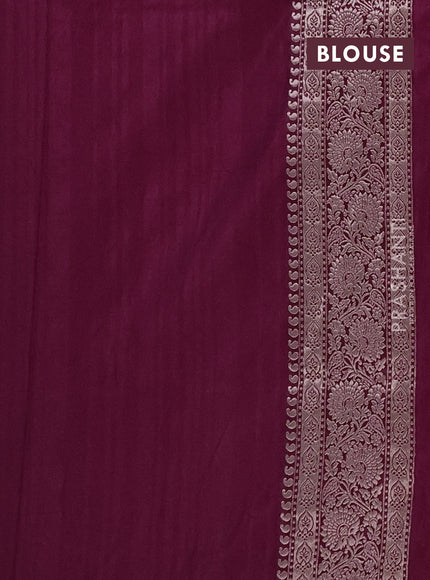 Semi soft silk saree wine shade with allover zari woven buttas and zari woven border