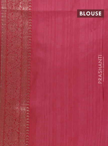 Semi soft silk saree dark peach with allover zari woven buttas and zari woven border