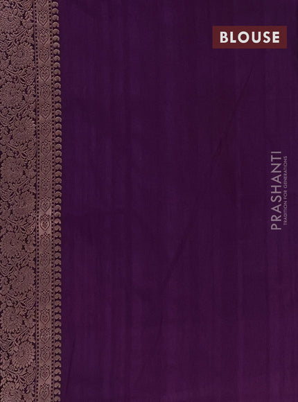 Semi soft silk saree deep purple with allover zari woven buttas and zari woven border