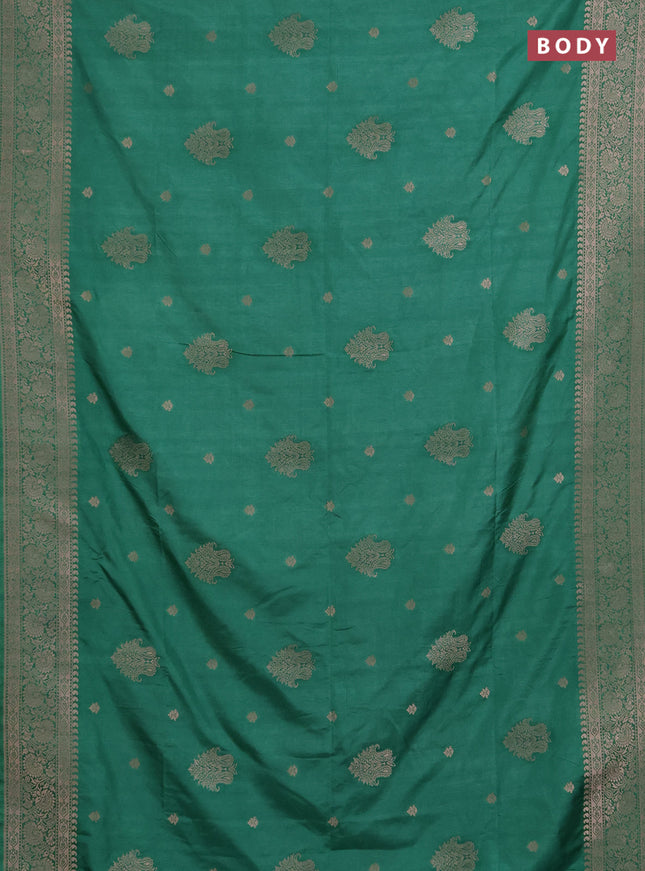 Semi soft silk saree pastel green with allover zari woven buttas and zari woven border