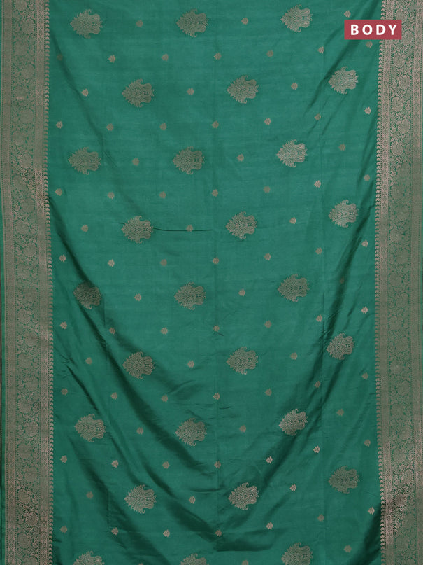 Semi soft silk saree pastel green with allover zari woven buttas and zari woven border