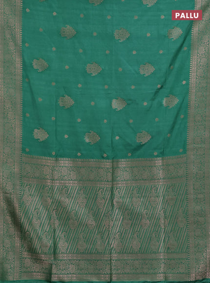 Semi soft silk saree pastel green with allover zari woven buttas and zari woven border