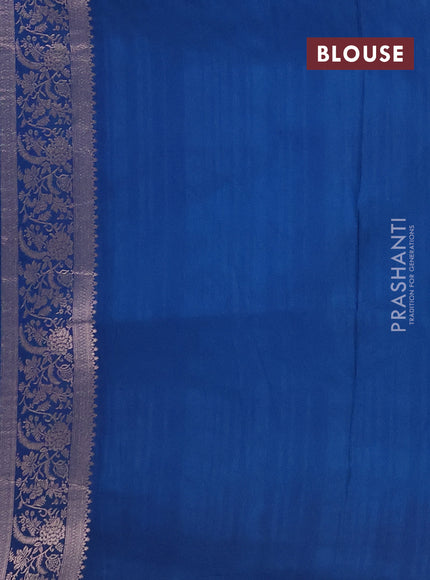Semi soft silk saree peacock blue with floral zari woven buttas and zari woven border