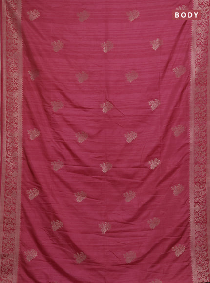 Semi soft silk saree dark peach pink with floral zari woven buttas and zari woven border
