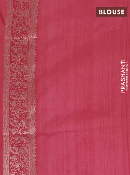 Semi soft silk saree dark peach pink with floral zari woven buttas and zari woven border