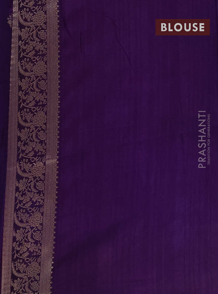 Semi soft silk saree deep purple with floral zari woven buttas and zari woven border