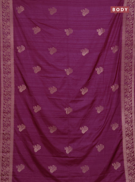 Semi soft silk saree magenta pink with floral zari woven buttas and zari woven border