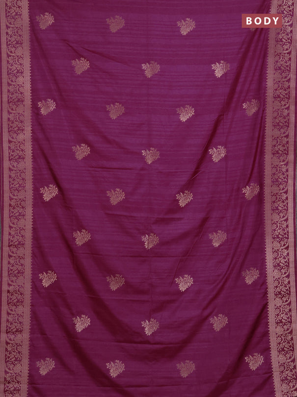 Semi soft silk saree magenta pink with floral zari woven buttas and zari woven border