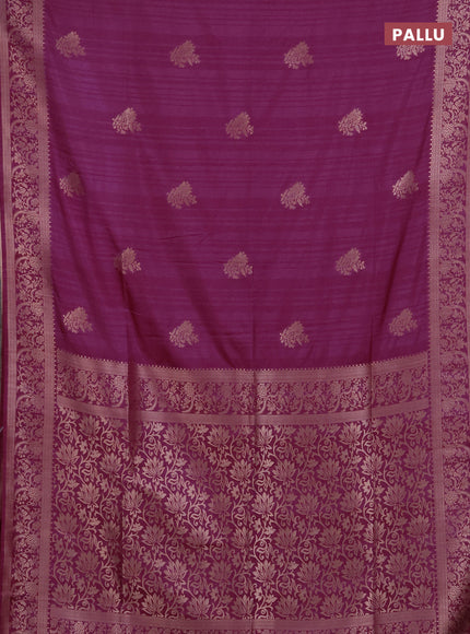 Semi soft silk saree magenta pink with floral zari woven buttas and zari woven border