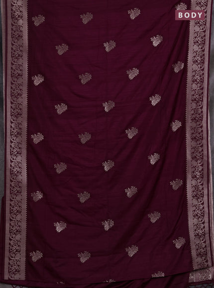 Semi soft silk saree deep maroon with floral zari woven buttas and zari woven border