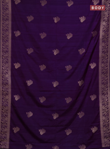 Semi soft silk saree purple with floral zari woven buttas and zari woven border