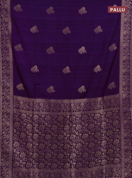 Semi soft silk saree purple with floral zari woven buttas and zari woven border