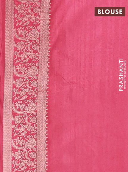Semi soft silk saree dark peach pink with floral zari woven buttas and zari woven border
