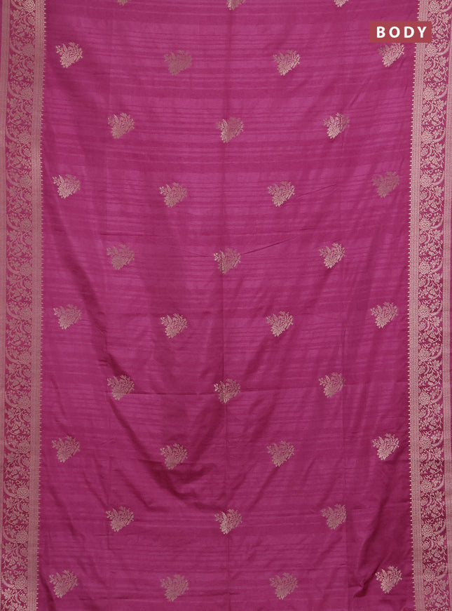 Semi soft silk saree onion pink with floral zari woven buttas and zari woven border