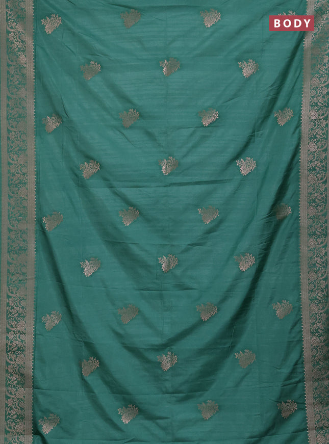 Semi soft silk saree pastel green with floral zari woven buttas and zari woven border