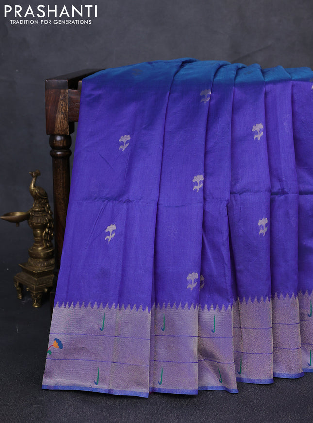 Semi paithani saree violet with zari woven buttas and paithani pallu