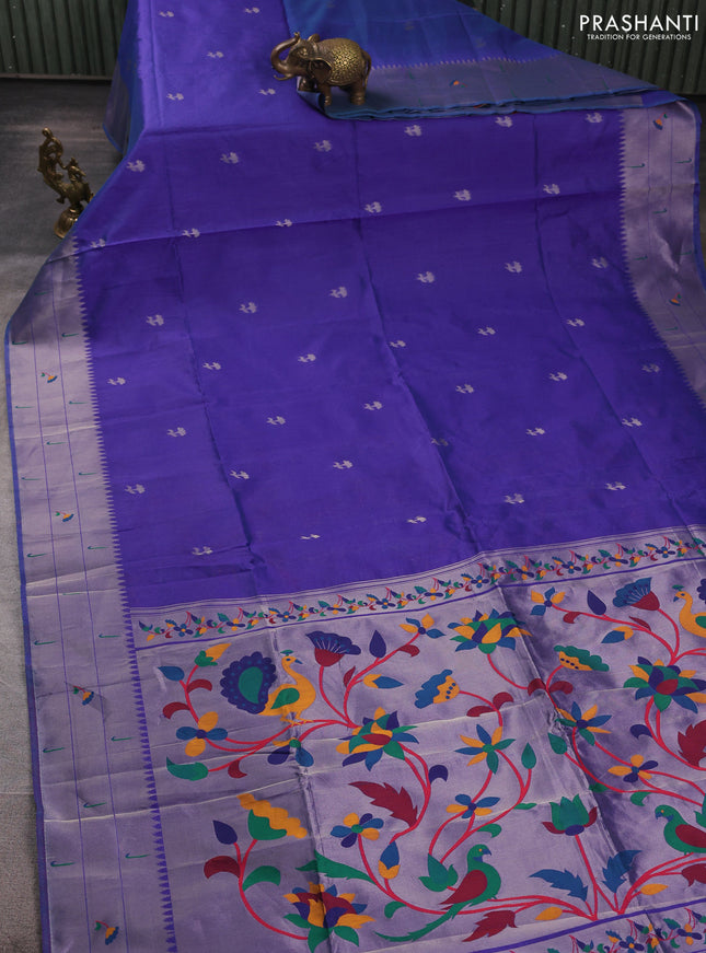 Semi paithani saree violet with zari woven buttas and paithani pallu