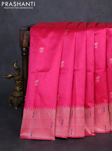 Semi paithani saree pink with zari woven buttas and paithani pallu