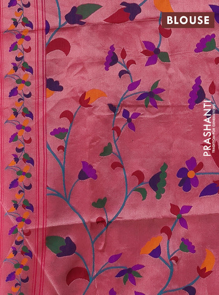 Semi paithani saree pink with zari woven buttas and paithani pallu