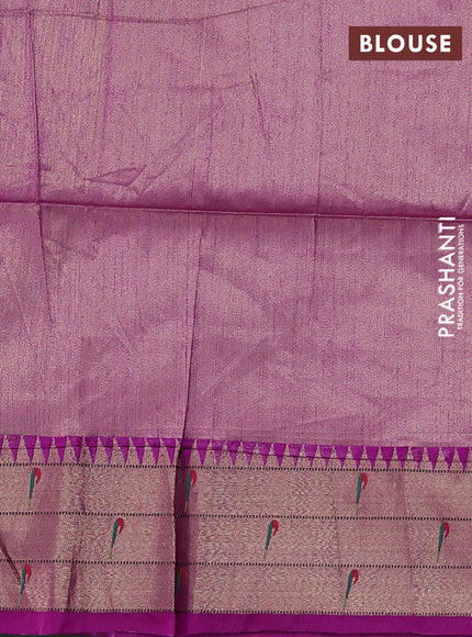 Semi paithani saree purple with allover zari woven buttas and peacock design paithani pallu