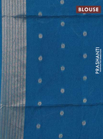 Semi paithani saree peacock blue with allover zari woven buttas and parrot design paithani pallu