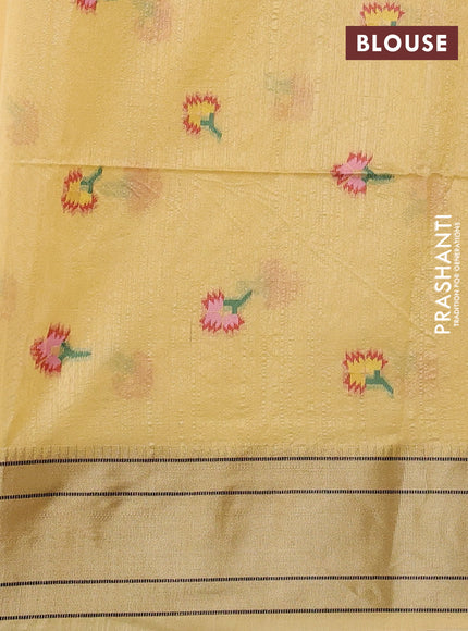 Semi paithani saree pale yellow with allover zari woven buttas and paithani pallu