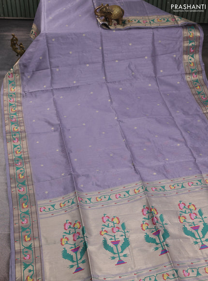 Semi paithani saree grey with allover zari woven buttas and paithani pallu