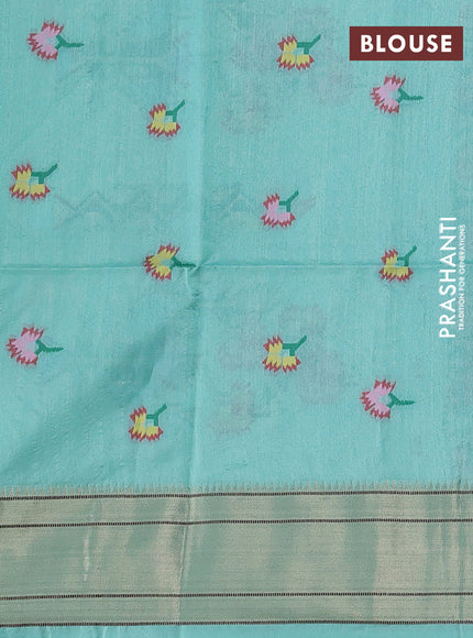 Semi paithani saree teal blue with allover zari woven buttas and paithani pallu