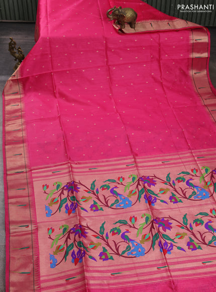 Semi paithani saree pink with allover zari woven buttas and paithani pallu