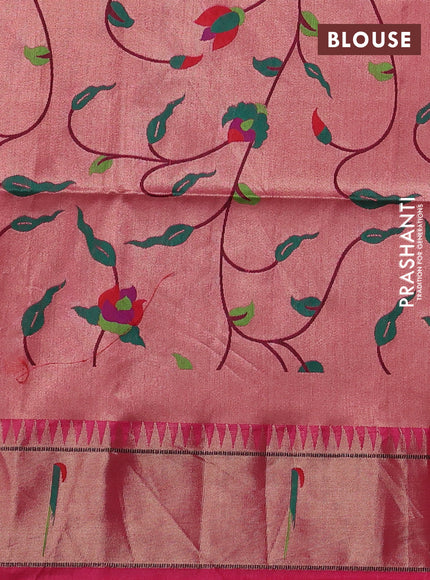 Semi paithani saree pink with allover zari woven buttas and paithani pallu