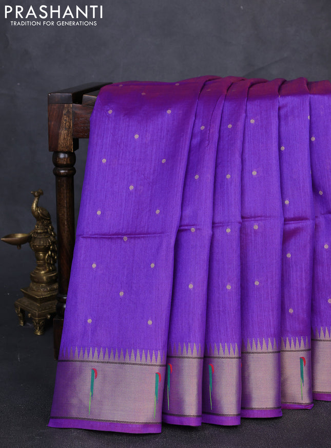 Semi paithani saree purple with allover zari woven buttas and paithani pallu