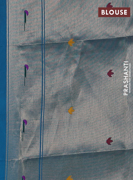 Semi paithani saree peacock blue with thread woven buttas and peacock design paithani pallu