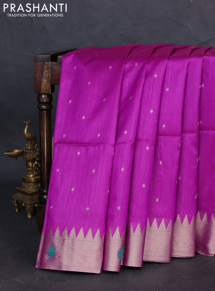 Semi paithani saree purple with zari woven buttas and peacock design paithani pallu