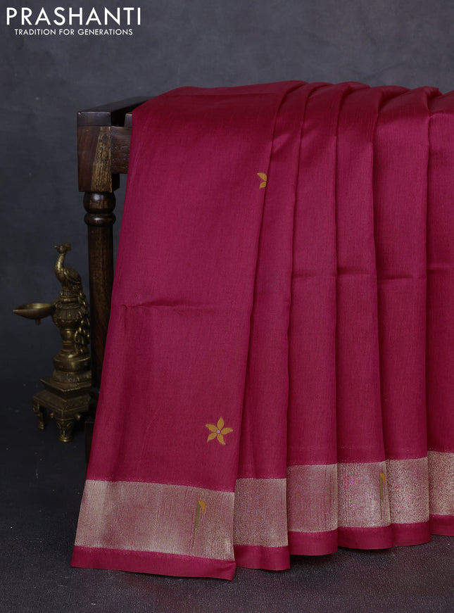 Semi paithani saree red with floral thread woven buttas and paithani pallu