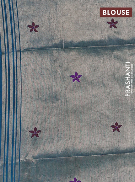 Semi paithani saree peacock blue with floral thread woven buttas and paithani pallu