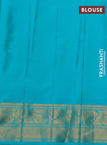 Pure gadwal silk saree dark pink and teal green witrh allover checks & zari woven buttas and temple design zari woven border