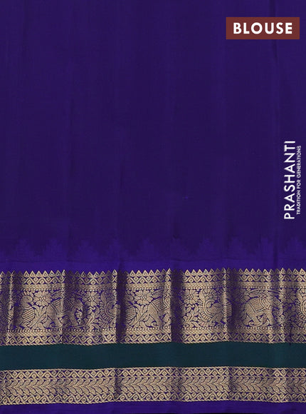 Pure gadwal silk saree mustard yellow and blue with allover zari woven buttas and temple design zari woven border