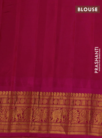 Pure gadwal silk saree pastel blue and pink with allover zari woven buttas and temple design zari woven border