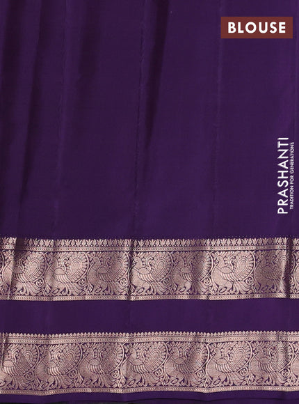 Pure gadwal silk saree grey and purple with allover zari woven buttas and temple design zari woven border