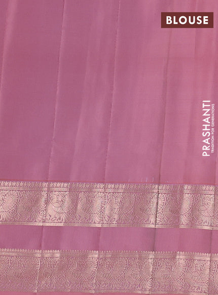 Pure gadwal silk saree green and light pink with allover zari weaves & buttas and rettapet zari woven border