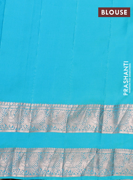 Pure gadwal silk saree violet and teal blue with allover copper zari weaves & buttas and rettapet zari woven border