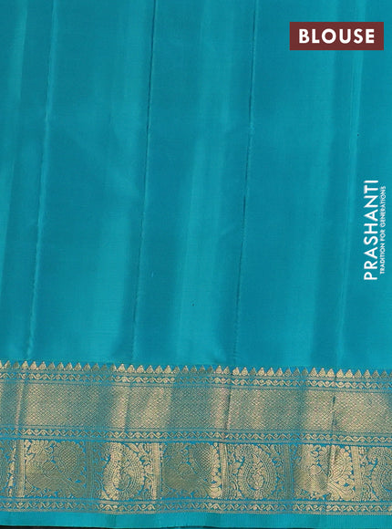 Pure gadwal silk saree violet and teal green with allover annam zari woven buttas and temple design zari woven border