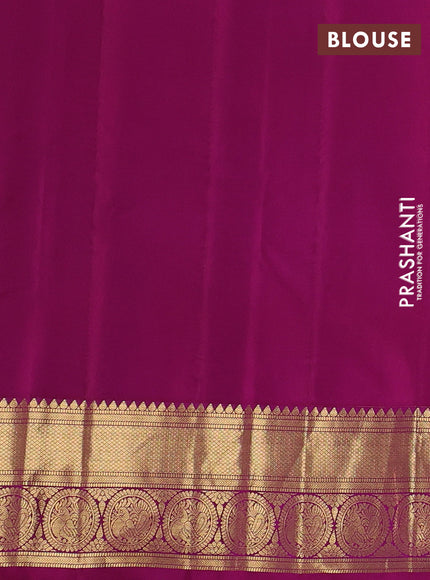 Pure gadwal silk saree green and pink with allover zari woven buttas and temple design zari woven border