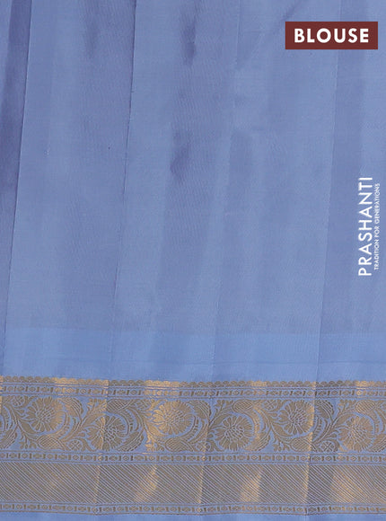 Pure gadwal silk saree magenta pink and pastel blue with allover checks & zari woven buttas and temple design zari woven border