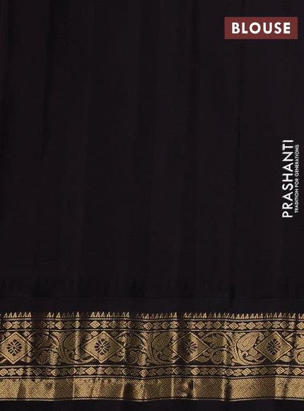 Pure gadwal silk saree pink and coffee brown with allover zari checks & buttas and temple design zari woven border