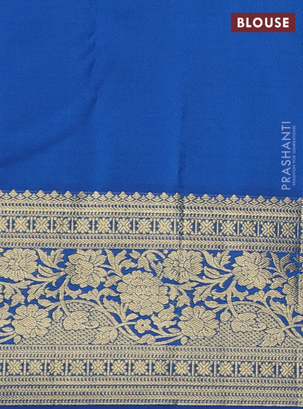 Kanchipuram silk saree light green and blue with allover zari woven brocade weaves and zari woven border