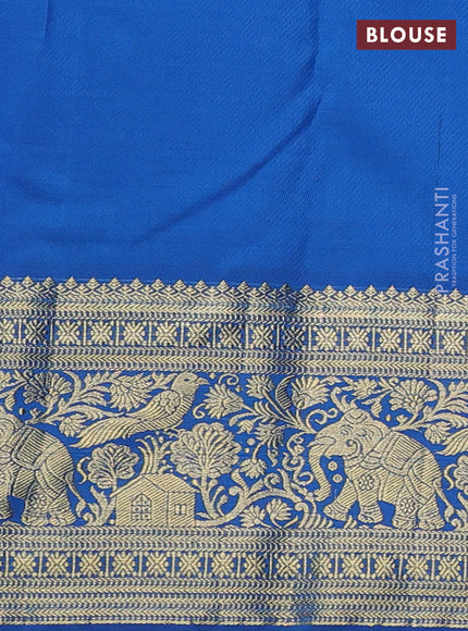 Kanchipuram silk saree lavender and blue with allover zari woven brocade weaves and zari woven border